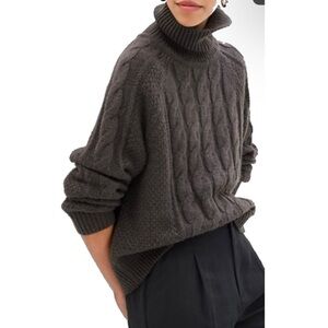 Gap Cable Knit Turtleneck Sweater in Cast Iron